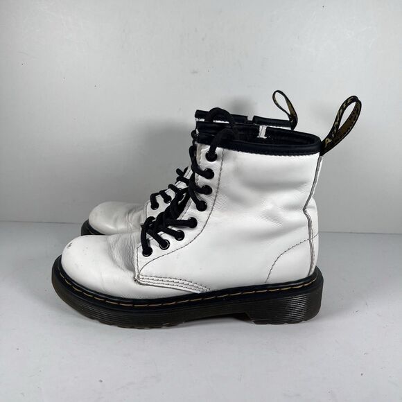 Dr. Doc Martens 1460J Lace Up White Combat Boots Youth Size 12 - Picture 3 of 7